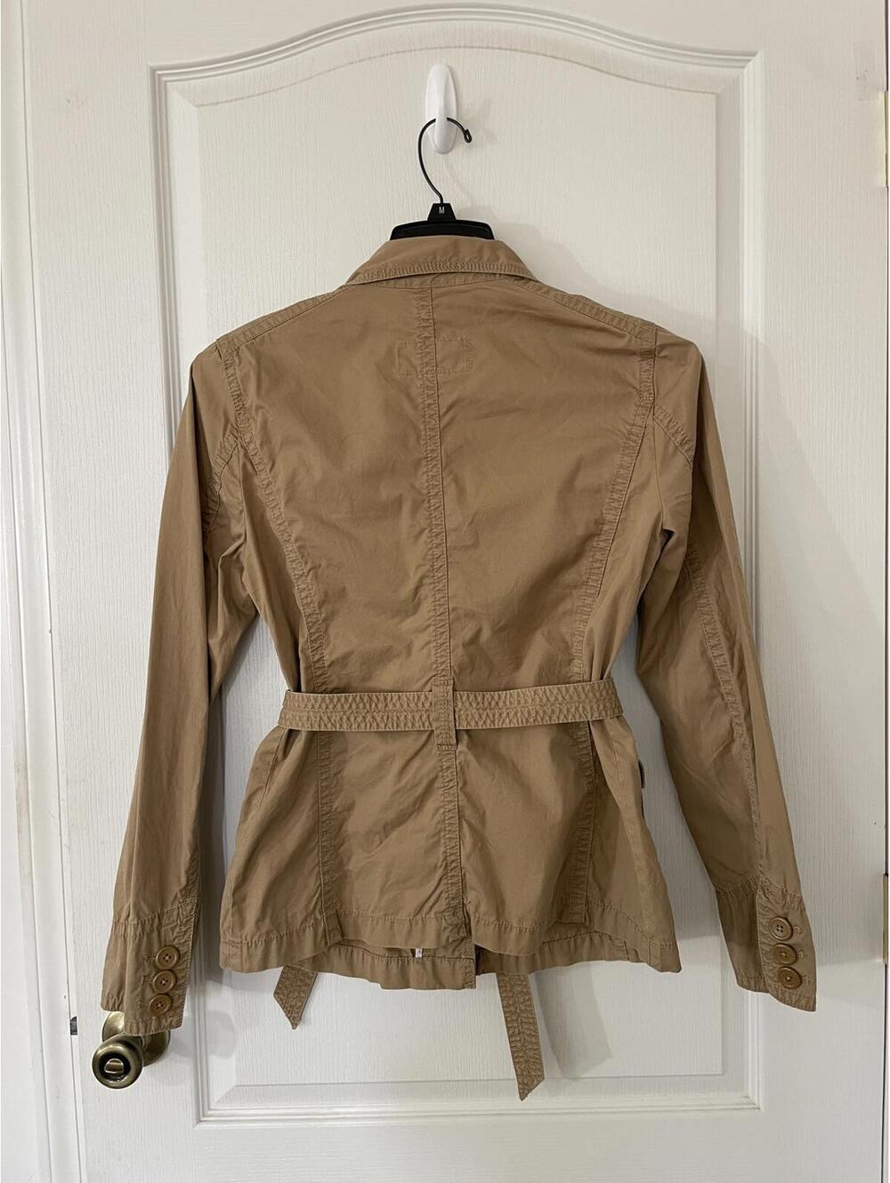 J. Crew Medium trench style utility jacket 4 pocket 5 button front belted short - Picture 6 of 6